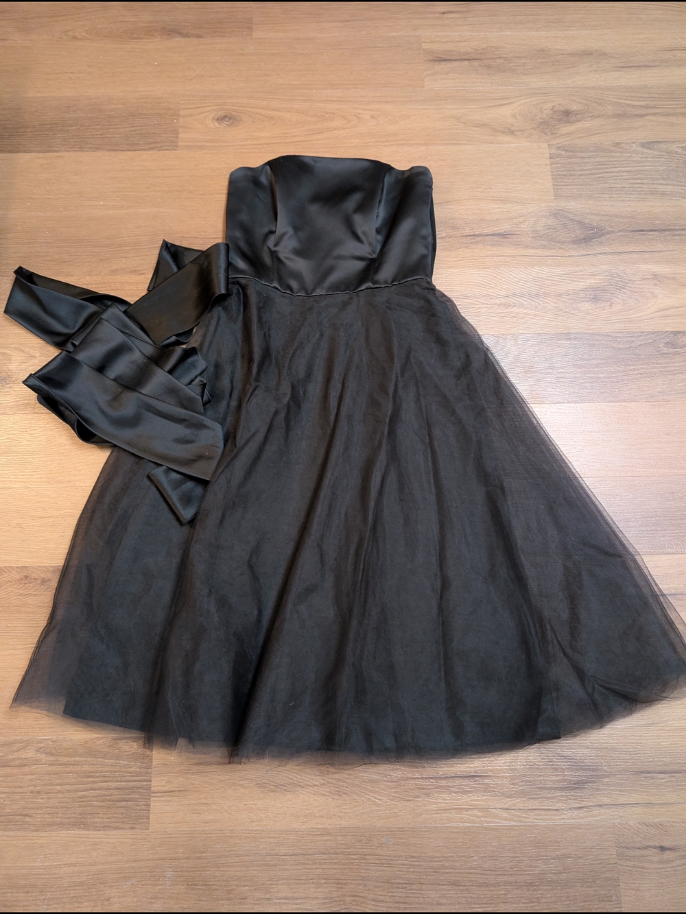 Dessy Collection 2054 Strapless Tulle Midi Dress Wide Convertible Sash Size 10 - Picture 4 of 10